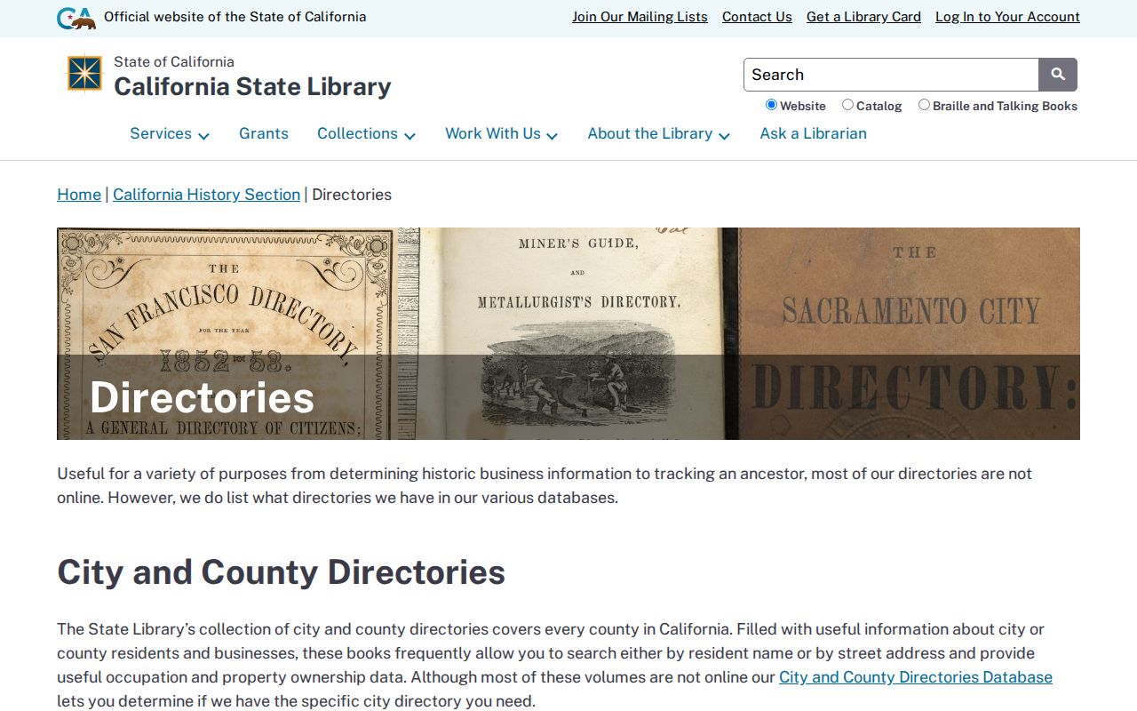 Redding people directories California State Library collection