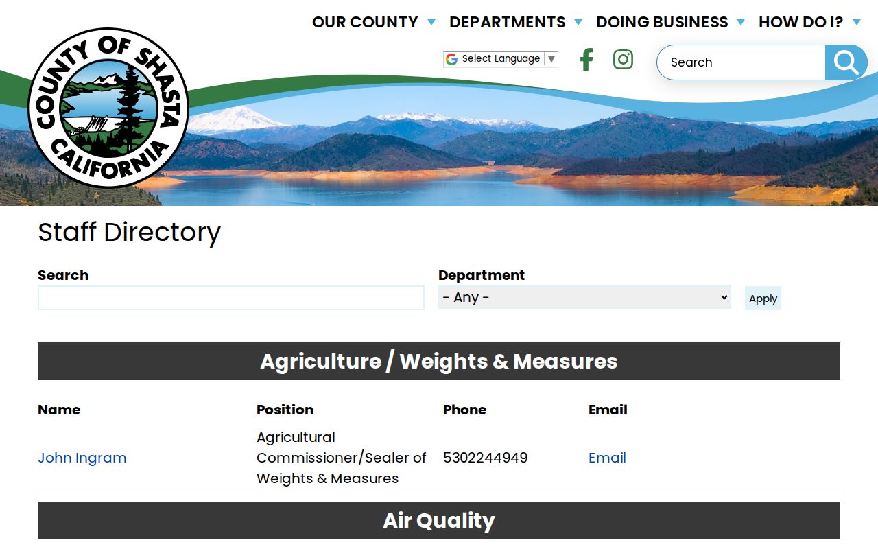 Redding people directories county staff entries