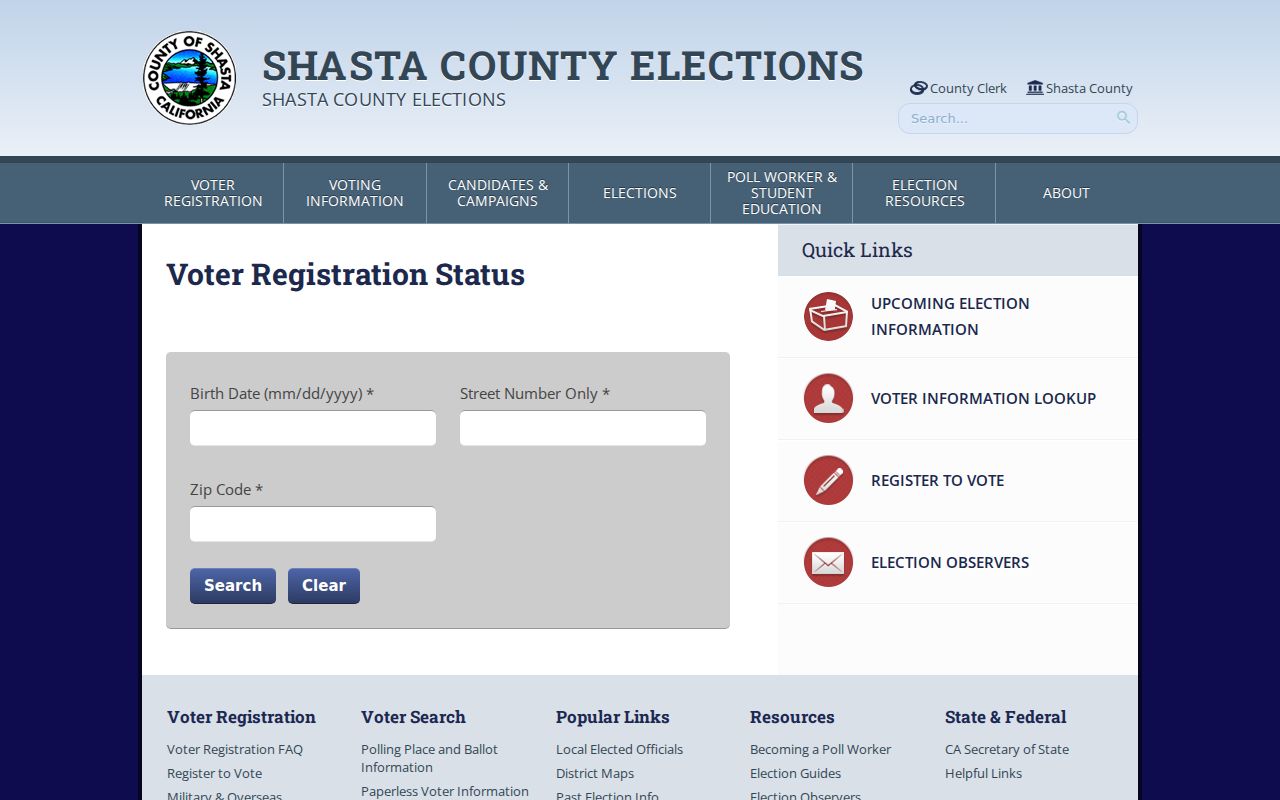 Redding voter registration status lookup fields